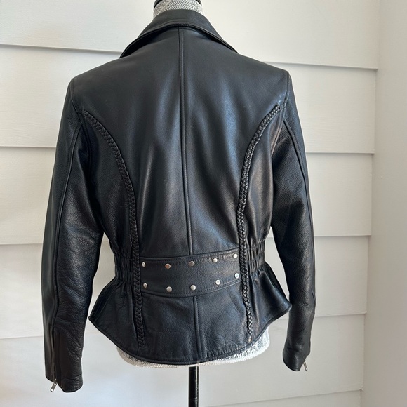 Vintage Black Leather Biker Jacket Soft Leather Insulated size Small - Picture 5 of 12